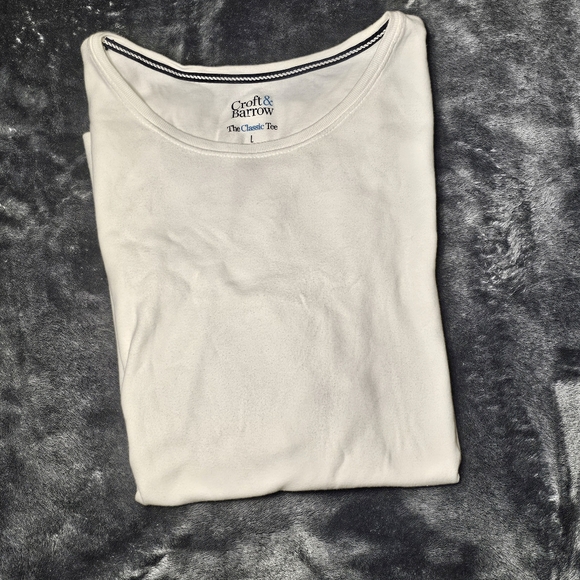 Croft & Barrow The Classic Tee L | White 100% Cotton Casual Essential T-Shirt - Picture 4 of 5